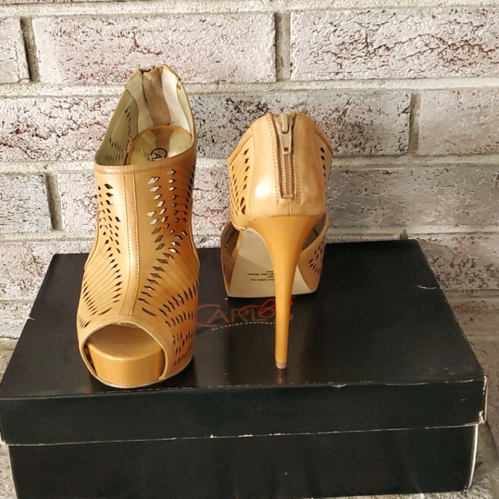 Carlos Santana Tan Open Toe Bottie